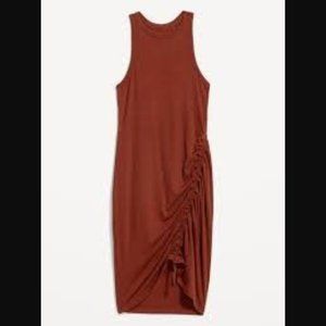 NWT! UltraLite Racerback Rib-Knit Ruched Dress